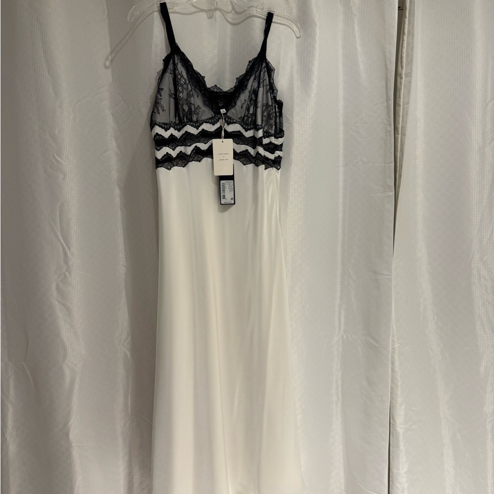Brand New Gianni Bini Black and White Lace Midi Slip Gown